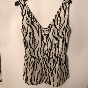 Printed Peplum Cutout Top